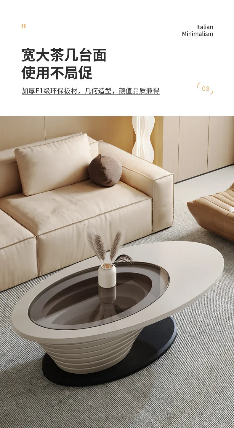 Oval Modern Coffee Table Unique Trendy Design European Coffee Table Neutral Minimalist Table Basse Living Room Furniture