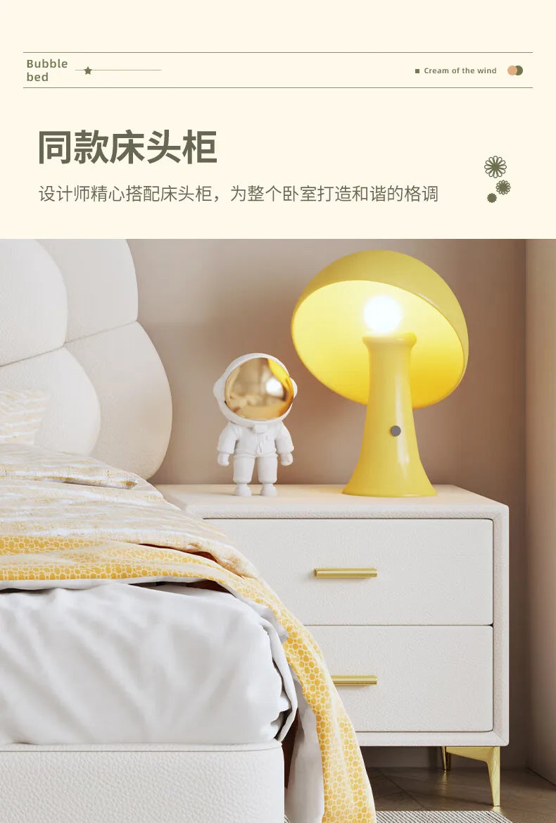 cheap Luxury Leather Princess Petal Bed with LED Lights queen bed frames 120x200cm 135x200cm 150x200cm 180x200cm Beds Furniture