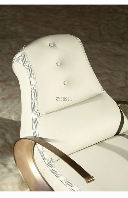 Modern Italian light luxury leather leisure chair living room single sofa rocking chair