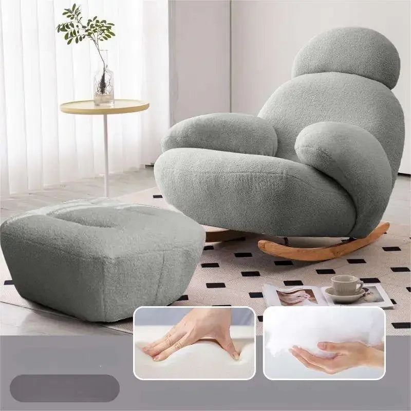Big white Internet celebrity rocking chair lazy sofa single rocking cream living room lazy chair simple balcony bedroom