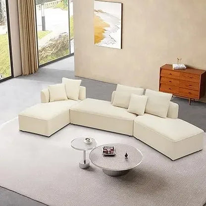 #For L-Shaped Modular Sectional Sofa, 3-Seater Comfy Cloud Couch with Ottoman/Chaise & 5 Pillows for Living Room Bedroom&