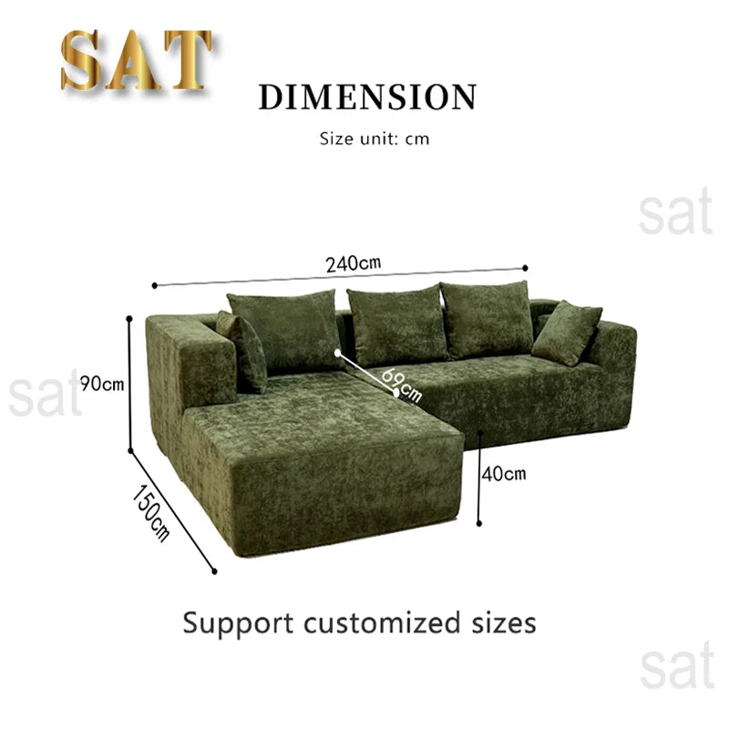 For Modern L-Shape Compressed Corner Sofa Set in a Box Fabric 45D Foam Sponge High Density Reclining for Living Room Furniture