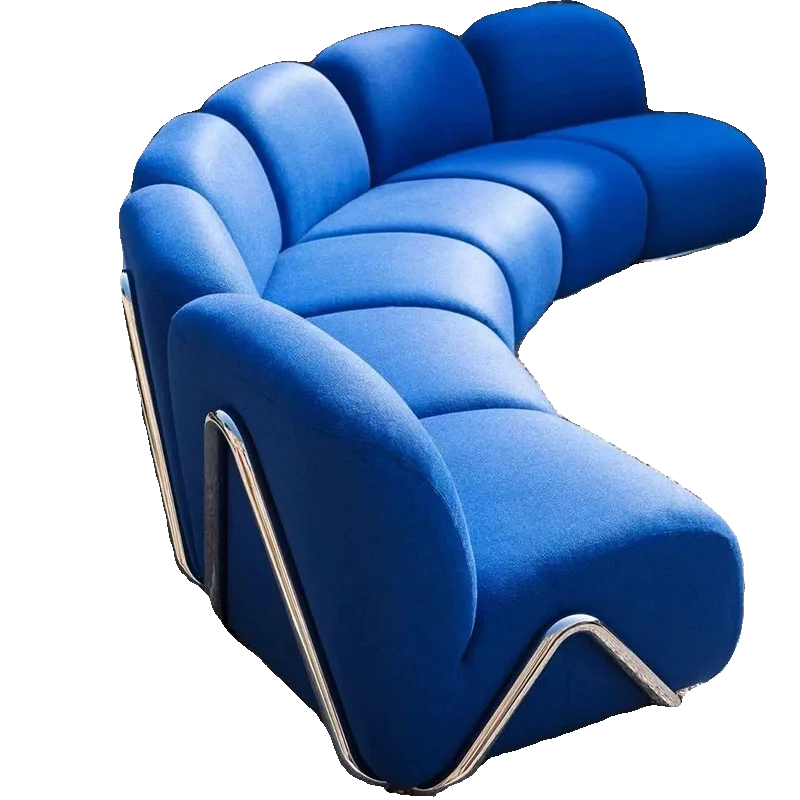 Single sofa antique living room stainless steel fabric curved sofa customization