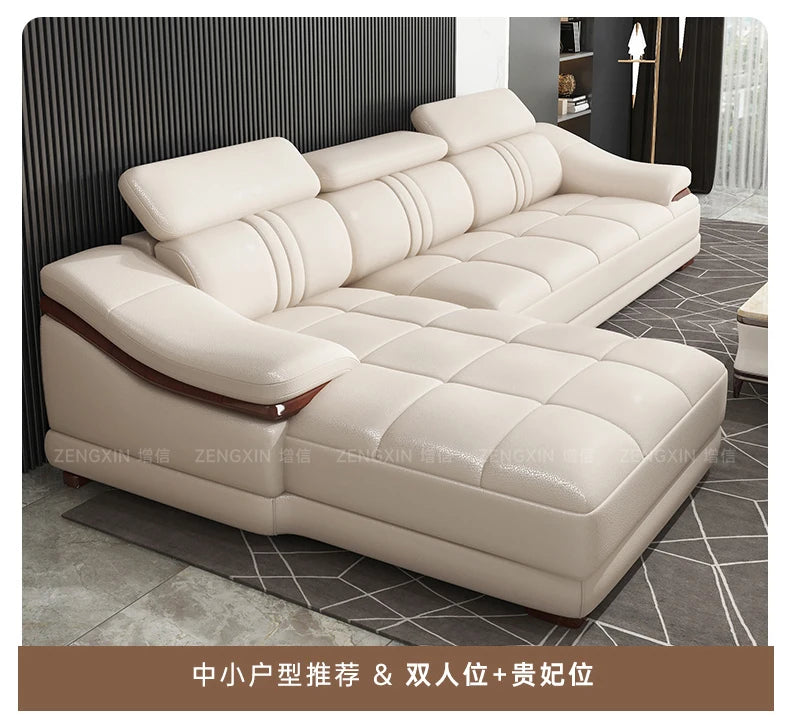 Modern simple living room size apartment combination leather art sofa furniture