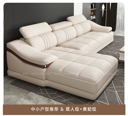 Modern simple living room size apartment combination leather art sofa furniture