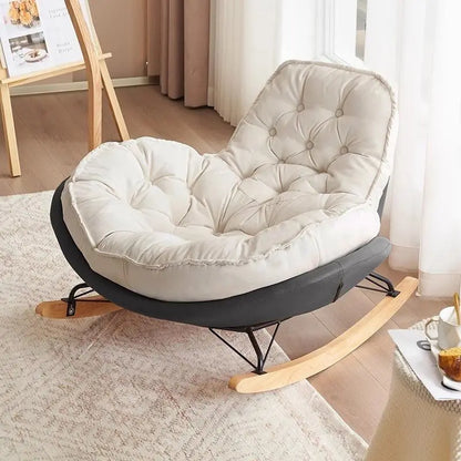 Nordic Style Rocking Chair for Living Room Cat scratch SKin Leather Light Luxury Lounge Chair for Adult Lazy Sofa Balcony Chair