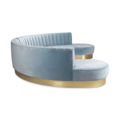 Ensemble de canapé moderne incurvé demi-lune en forme de U, meubles ronds de salon en tissu rond en forme de C, pied doré en acier inoxydable