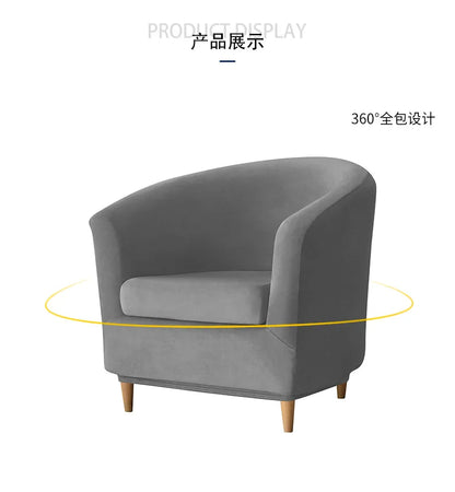 Silver Fox Velvet Club Sofa Cover with Seat Cushion, Round Dust Cover, Cross-Border