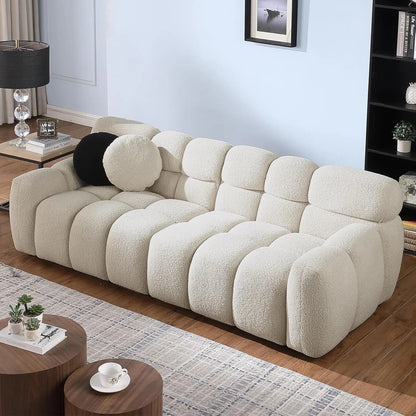 Boucle Sofa for Living Room, Cloud Couch with Solid Eucalyptus Frame & Cloud Pillow, Mid Century Modern Couch -Customized