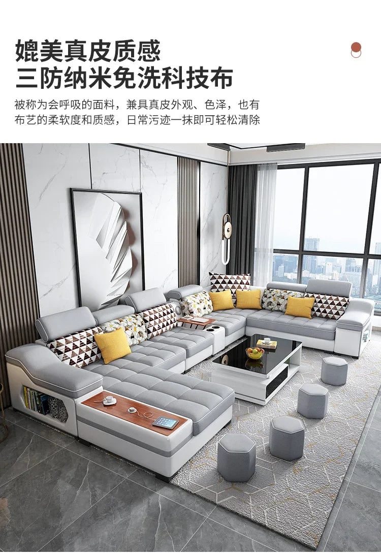 LL Modern Minimalist Living Room Sofas Sectional Lazy Nordic Leather Sofas Designer Lounge Curved Divano Lounge Suite Furniture