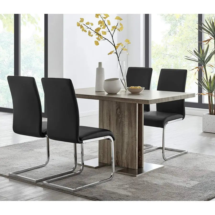 Upholstered Side Amanda White Faux Leather Dining Accent Chair with Chrome FinishSet of 2, Black LCAMSIBL