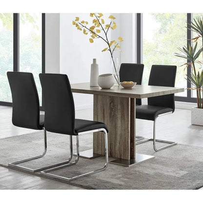Upholstered Side Amanda White Faux Leather Dining Accent Chair with Chrome FinishSet of 2, Black LCAMSIBL