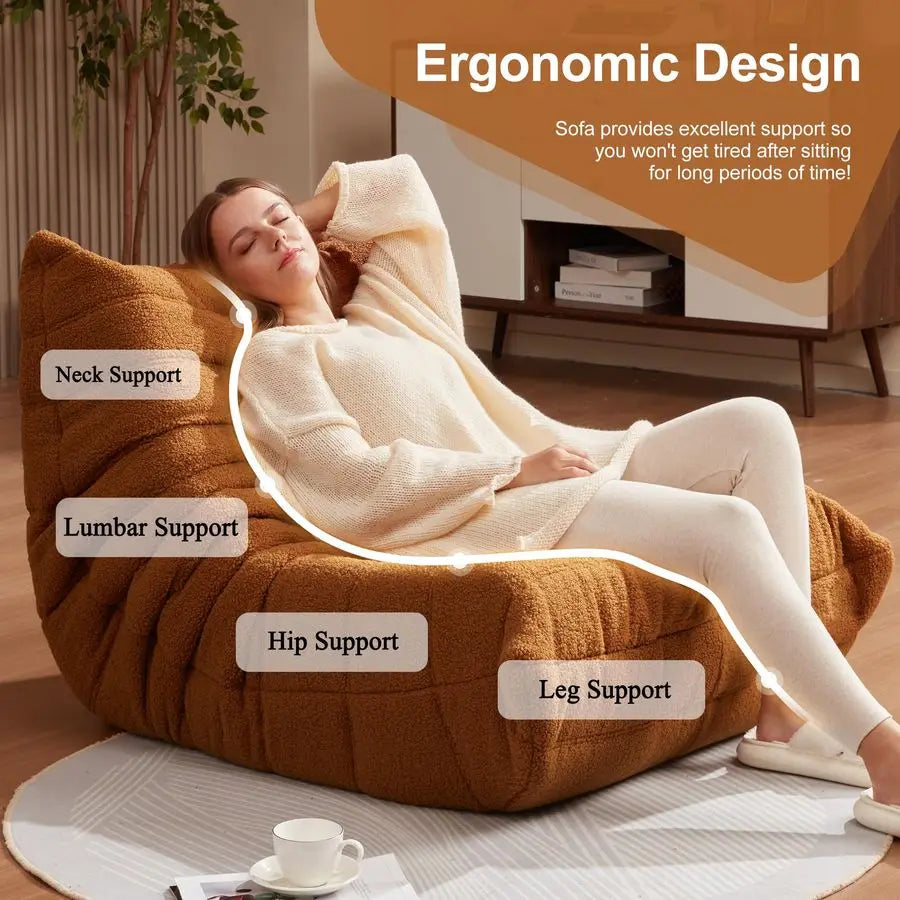Bean Bag Chairs for Adults Giant Bean Bag Chair Memory Foam BeanBag Chair Bean Bag Sofa with Filler Faux Fur Fireside Beanbags