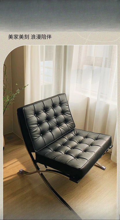 Single sofa, designer, Italian style, living room, leather, light luxury, leisure chair
