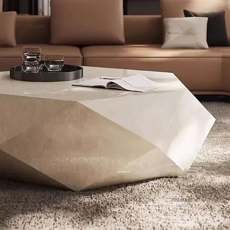 Luxury Rock Board Coffee Tables Villa Living Room Tea Table for Living Room Furniture High-grade Luxurious Side Table