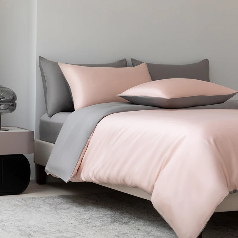 100% Mulberry Silk Bedding Set Solid Color Natural Silk Duvet Cover Set Twin King Queen Size Bed 3pcs/4pcs/5pcs Bed Sheet Set