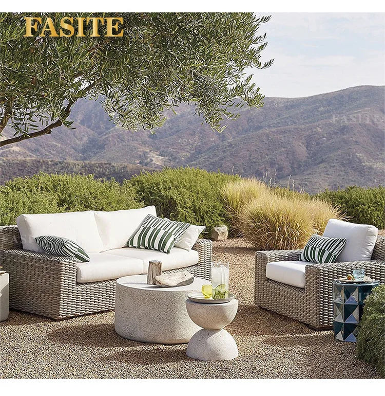 Outdoor sofa courtyard garden terrace leisure waterproof sunscreen art villa rattan furniture combination