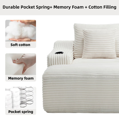 67 Inch Chaise Lounge Chair Indoor, Oversized Corduroy Upholstered Boneless Sofa Bed, Cloud Sofas Couches for Living Room