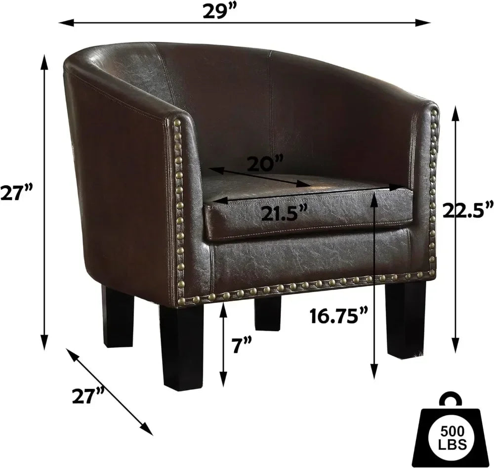 #For Living Room Chairs with Club Style Barrel for Gaming Armchairs for Bedroom, Standard, Espresso Leather