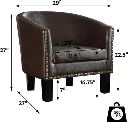 #For Living Room Chairs with Club Style Barrel for Gaming Armchairs for Bedroom, Standard, Espresso Leather