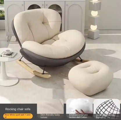 Cozy Snail Wooden Rocking Chair for Balcony and Living Room Lazy Large Rocking Sofa Chair for Leisure Time in Living Room