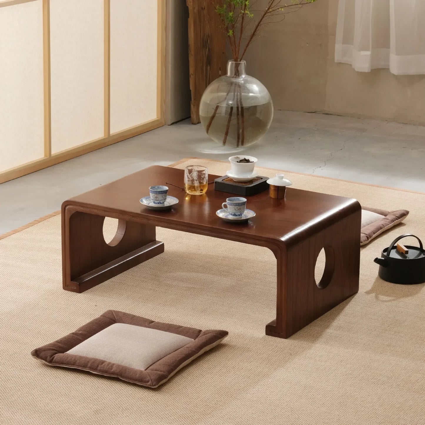 FashionJapanese Vintage Indoor Wood Furniture Asian Style Coffee Tea Living Room Low Table Rectangle 50*40cm Tatami