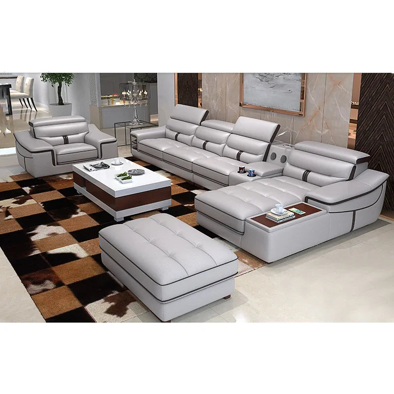 Hot Modern Design Modular L Shape Couch Living Room Sofa Set Furniture Luxury Home Lounge Modular Large Corner Leather Sofa