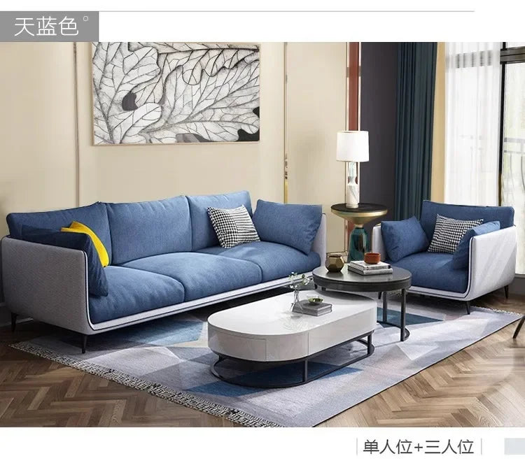 Nordic modern and simple, fabric sofa living room double, three combination small apartment light luxury Internet