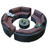 Combination leisure villa, semi-circular rattan sofa outdoor hotel curved living room sofa