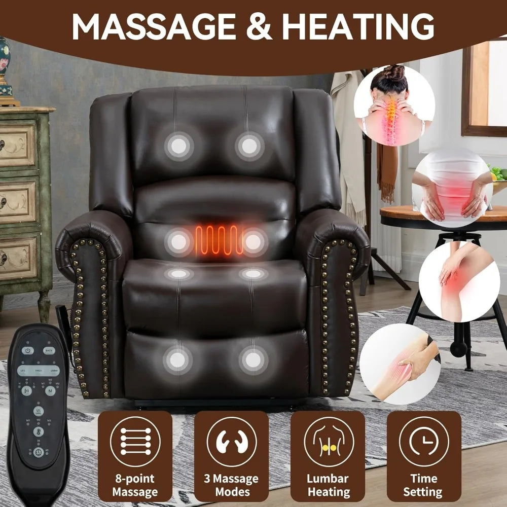 Dual Motor Power Lift Chair, Lay Flat Recliner Chair, Electric Recliner with Massage and Heat for Elderly, Remote Control, Infin