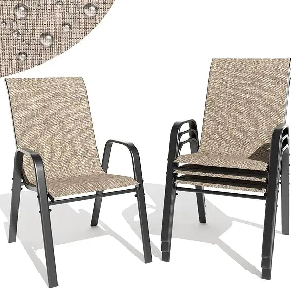Patio Dining Chairs Set of 4 Outdoor Stackable Dining Chairs for All Weather 330lbs Capacity Heavy Duty Textilene Fabric