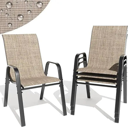 Patio Dining Chairs Set of 4 Outdoor Stackable Dining Chairs for All Weather 330lbs Capacity Heavy Duty Textilene Fabric