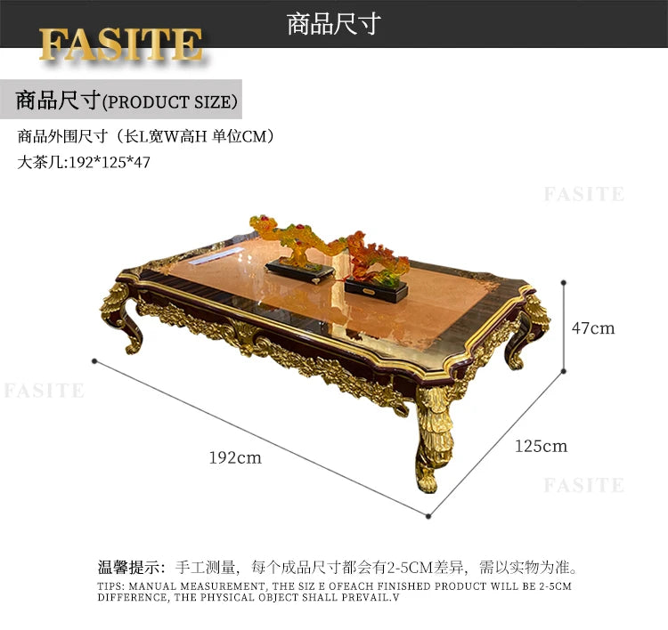 French solid wood coffee table European rectangular coffee table natural furniture