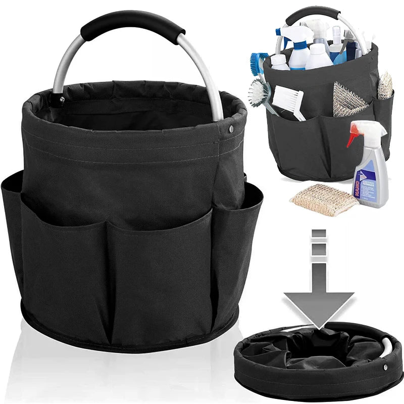 17L Large Storage Organiser Bag Folding Basket Picnic Tote Outdoor Cleaning Caddy with Handle Tool Bag Cleaning Supplies