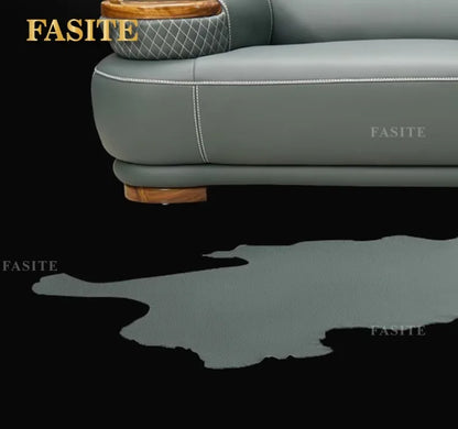 Modern simple ebony leather sofa new Chinese living room size apartment solid wood first layer cowhide new combination