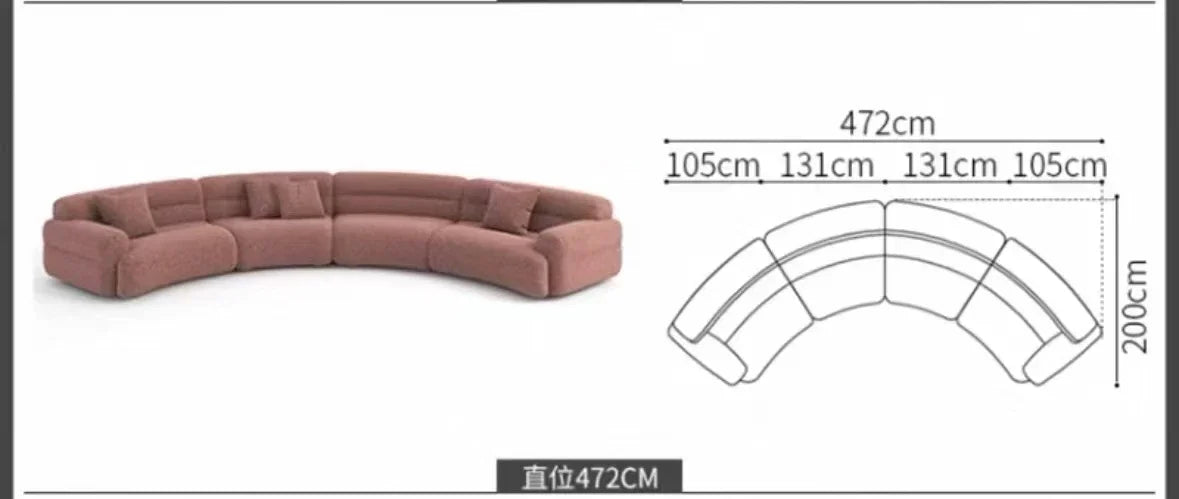 yA38 Italian minimalist corner large arc fabric combination sofa modern beauty salon size apartment