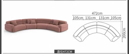yA38 Italian minimalist corner large arc fabric combination sofa modern beauty salon size apartment