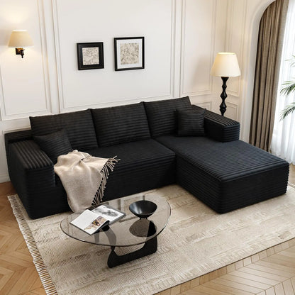 107.5" Cloud Modular Sectional Couch with 1 Ottoman,Modern Minimalist Upholstered Couches, Comfort U Shaped Sofa for Living Room
