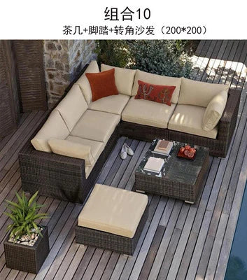 Outdoor rattan sofa combination living room rattan chair sofa outdoor rattan sofa courtyard balcony leisure