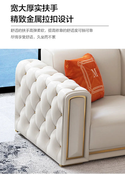 Hong Kong-style light luxury leather s ofa high-end leather sofa villa large apartment corner sofa combination so fa