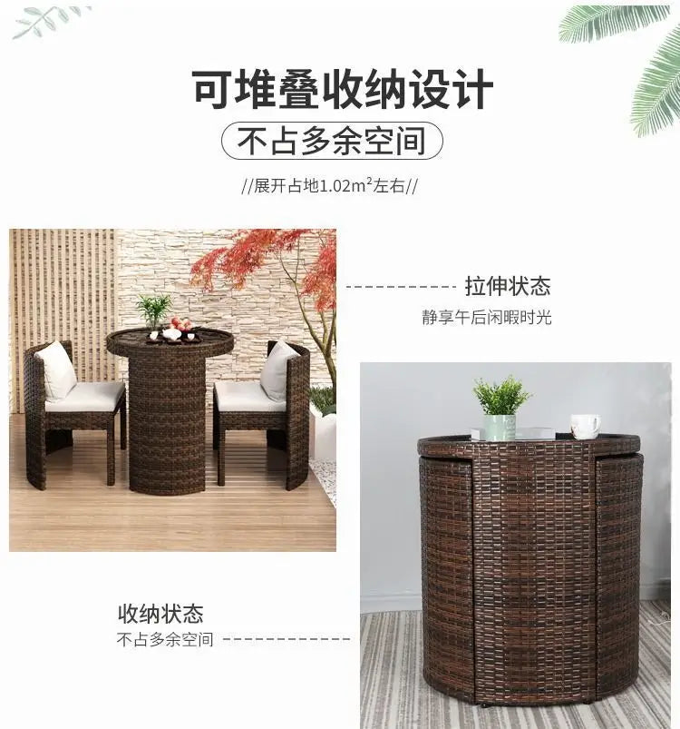 Balcony leisure table and chair combination, rattan chair three-piece set