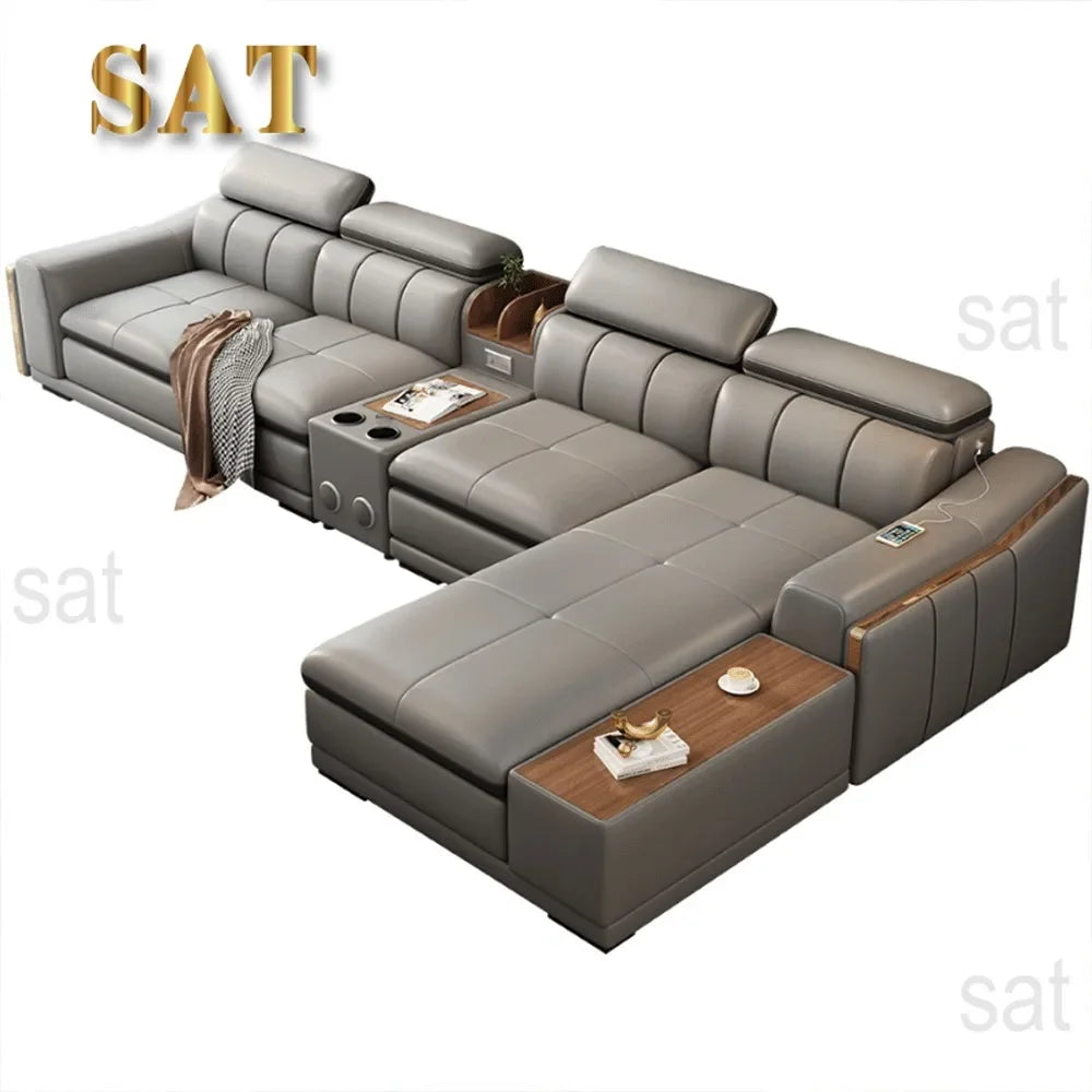 A Modern Sectional Leather Luxury Sofa Set Modular Furniture Home Multifunctional Living Room L Shape Corner Sofa