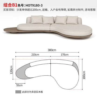 YWalnut color special-shaped sofa disposable technology fabric modern wabi-sabi style living room home design sense