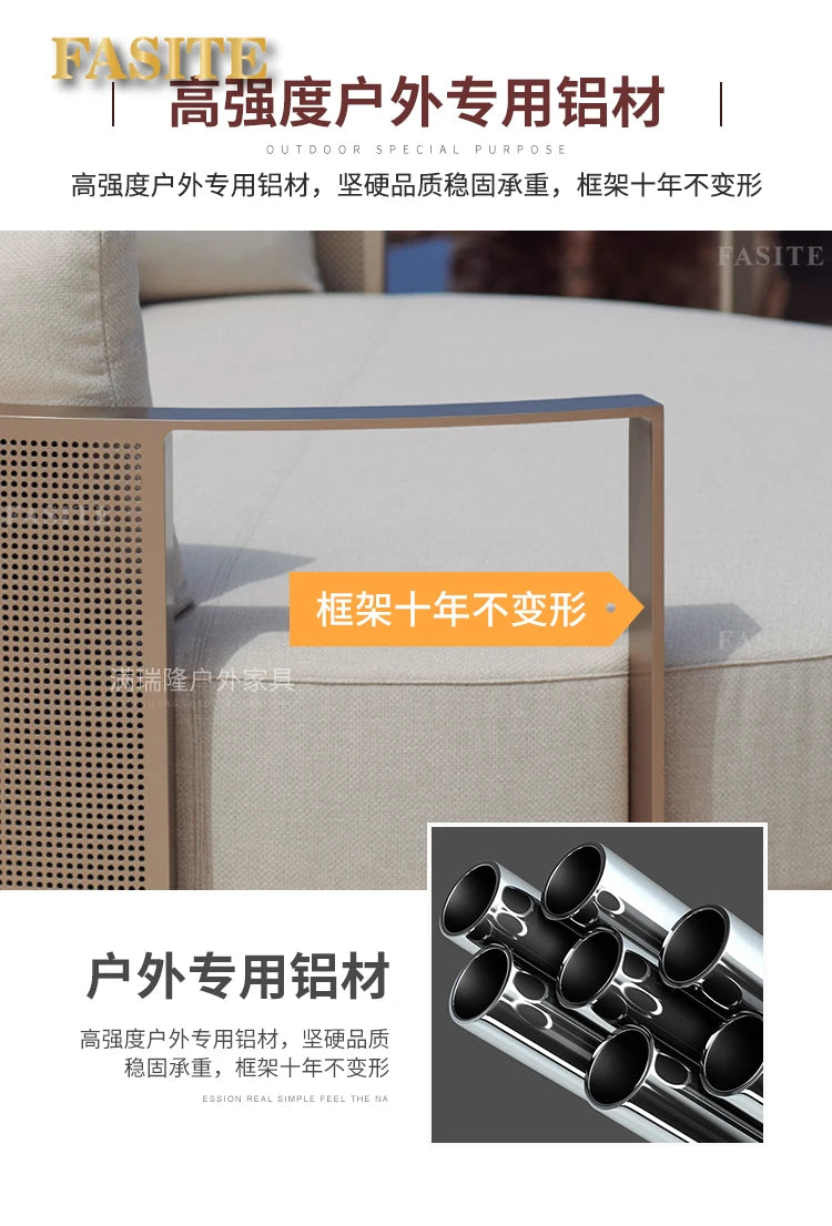 Villa Swimming Pool Outdoor Sofa Courtyard Garden Balcony Large Round Bed Beach Outdoor Lounger Champagne Gold