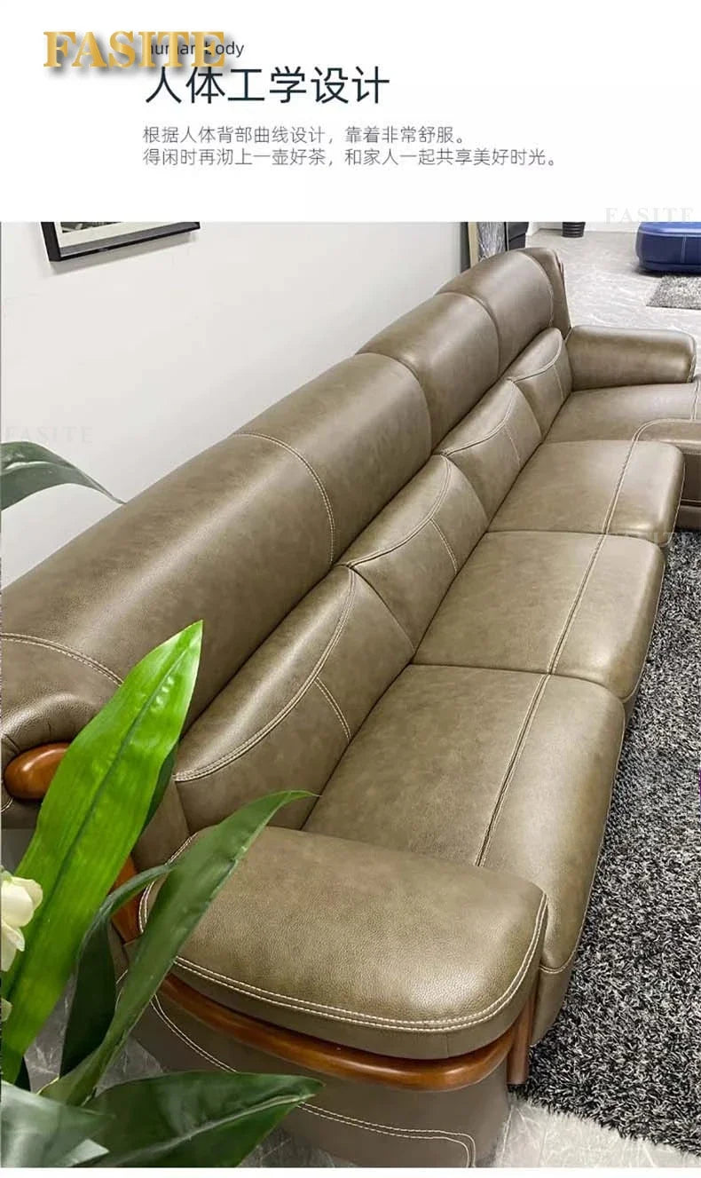 leather sofa modern simple living room combination small apartment Nordic first-layer cowhide princess corner furniture