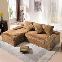 Luxury 98.8 Inch L-Shaped Sectional Sofa with Chaise, Plush Corduroy Cloud-Like Comfort for Home Living