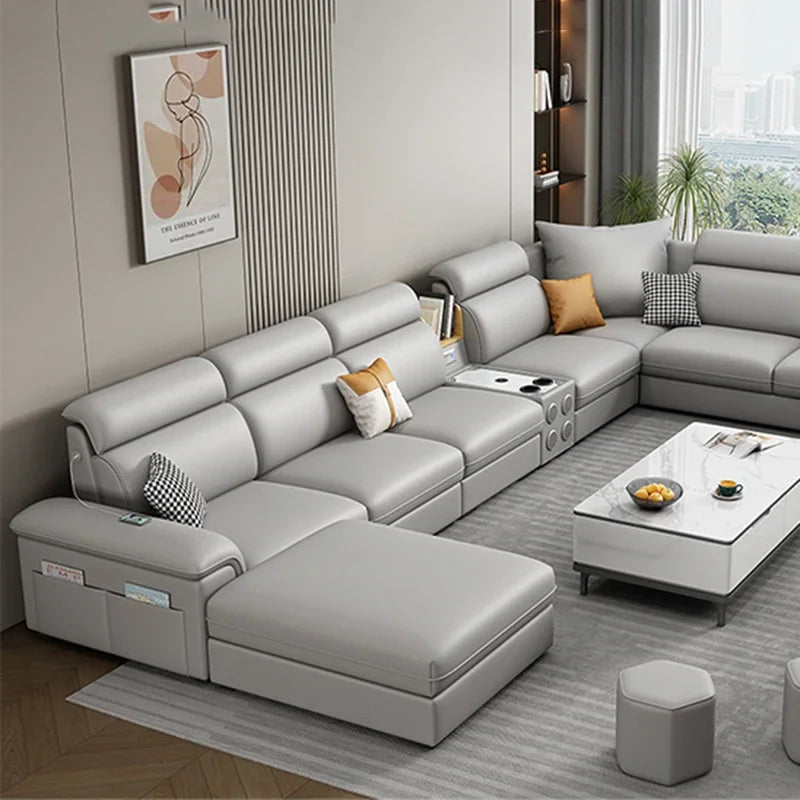 Minimalist Leather Frame Sofa Gaming Background Modular Sleeper Sofa Modern Recliner Lounge Lazy Women Divano Lounge Furniture