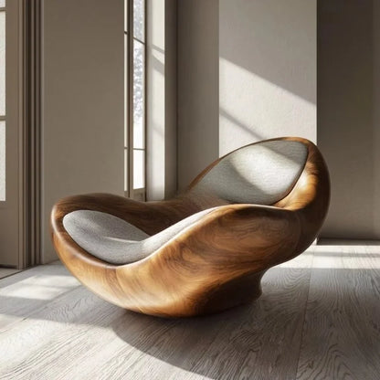 Modern minimalist lounge chair uniquely shaped solid wood lounge chair, suitable for family hotel offices and bars