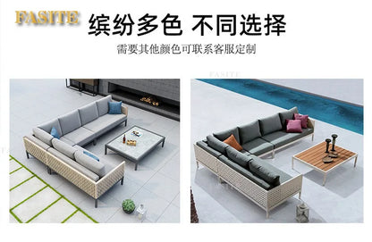 Leisure Style Outdoor Sofa Combination Living Room Balcony Open-air Leisure Rattan Weaving