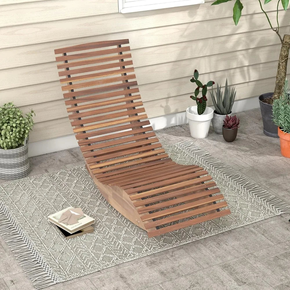 outdoor acacia wood rocking chair set of 2, porch rocker with widened slatted seat and high back, wooden rocking patio chair, o
